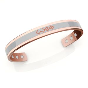 Bracciale in rame di colore grigio con logo