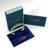 Bracciale in rame di colore verde e logo ingrandito con scatola e bag in velluto