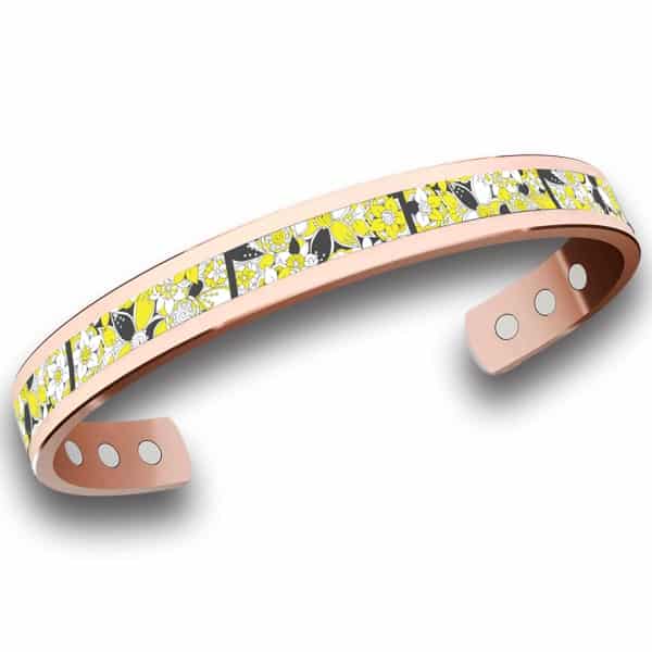 Bracciale in rame con fiori gialli