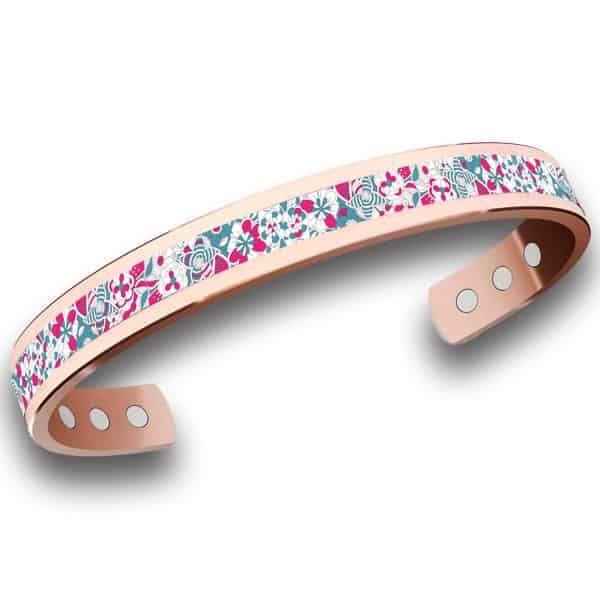 Bracciale in rame con fiori colorati