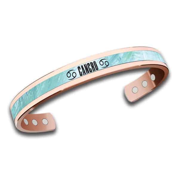 Bracciale in rame con segno zodiacale cancro