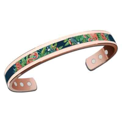 Bracciale in rame con fenicotteri palme e fiori