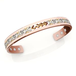 Bracciale in rame con grafica argentata raffigurante piccoli diamanti