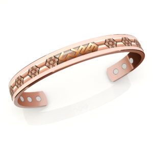 Bracciale in rame con grafica raffigurante diamanti esagonali