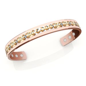 Bracciale in rame con grafica dorata raffigurante piccoli diamanti